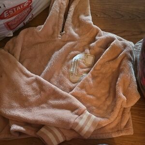 Champion Tan Fleece Hoodie with Letter Detail